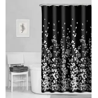 Maytex Zenna Home, Bedruckt, 178 x 183 cm, Schwarz und Weiß Duschvorhang aus Kunstseide, Polyester, 70" W x 72" L (Pack of 1)