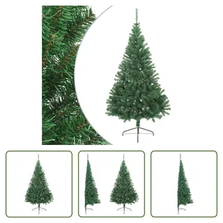 The Living Store Künstlicher Halb-Weihnachtsbaum mit Ständer Grün 180 cm PVC - Grün