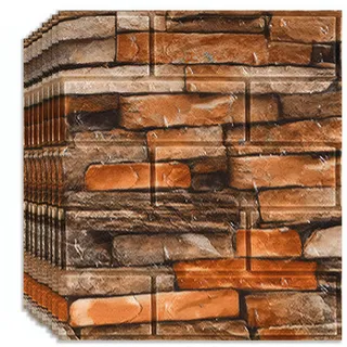 12 Stücke 3d Selbstklebende Wandpaneele - 35x38.5cm, Selbstklebend Tapete Steinoptik, Vintage Backstein Stein Tapeten Dekorative für Wohnzimmer,Schlafzimmer,Küche,Wandverkleidung (Retro-Rot)