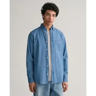 Gant für Herren. 3000400 Hemd Regular Fit blau (S), Lässig, Baumwolle, Klassisch, Langarm
