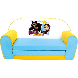 Mascha und der Bär Kindersofa, ausklappbares Schlafsofa für das Kinderzimmer (Kindercouch ausziehbar, ab einem Alter von 18 Monaten geeignet, Transport-Maße: 78 x 42 x 36 cm), Mehrfarbig