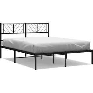 vidaXL Bettgestell mit Kopfteil Metall Schwarz 140x200 cm - Schwarz