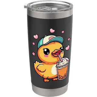 Süße Ente Boba Bubble Tea Kinder Mädchen Frauen Kawaii Ente Doppelwandiger Edelstahl-Thermobecher