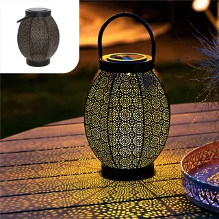 Gadgy Solar Laterne für Außen - Orientalische Hänge oder Tischlampe im Blumen Design für Garten, Balkon & Terrasse, Dekorative Beleuchtung für eine Warme Atmosphäre