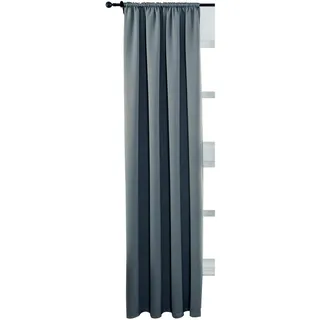WOLTU Thermovorhang, Verdunklungsvorhang für Wohnzimmer Schlafzimmer, Blickdicht, mit Kräuselband für Schiene, 250g/m2 Schwere Wärmeisolierende, 135 x 245 cm, Schiefer Grau