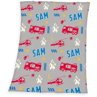 Herding Fleecedecke Feuerwehrmann Sam, 130 x 170 cm, Leuchtet im Dunkeln, Glow in the dark, 100% Polyester, Fleece