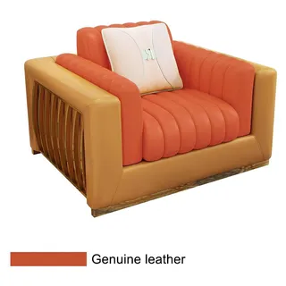 Sessel Design Couch Sofa Relax Leder Lounge Luxus Fernseh Club Polster Sitzer - Orange