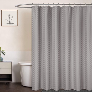 LinTimes Duschvorhang Überlänge, Hotel Luxury 190 GSM Thick Polyester Duschvorhang Shower Curtain, Grau, 180x240 cm (Verpackung MEHRWEG)