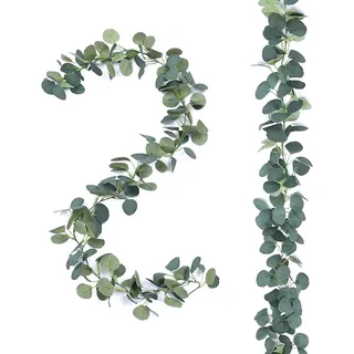2 Stück Eukalyptus Girlande Künstliche Hängepflanzen, Eukalyptus Grün Blättergirlande Hängen Reben Deko für Hochzeit Vintage tischdeko Home Baddekorationen Party