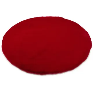 Hochflorteppich , Rot , Textil , Uni , rund , Oeko-Tex® Standard 100 , für Fußbodenheizung geeignet , Teppiche und Böden, Teppiche, Runde Teppiche