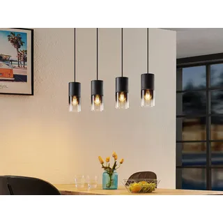 LED Industrial Rauchglas Pendelleuchte mehrflammig über Esszimmertisch Kochinsel