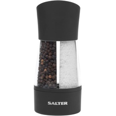 Salter 7612 BKXRA 2-in-1 Dual Salz- & Pfeffermühle, Küchenmühle, Doppelseitige Gewürzmühle, Küchen, Mahlmechanismus, einstellbar für fein- bis grobes Mahlen, einfach zu verwenden, 75g Salz/30g Pfeffer