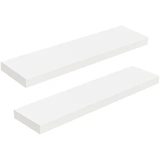 HOOBRO Wandregal, Schweberegal 2er-Set, stabile Wandboards, 80 x 20 x 3,8 cm Hängeregale, mit unsichtbaren Halterungen, für Bad, Schlafzimmer, Küche, Büro, Wohnzimmer, Weiß EWT80BJP201