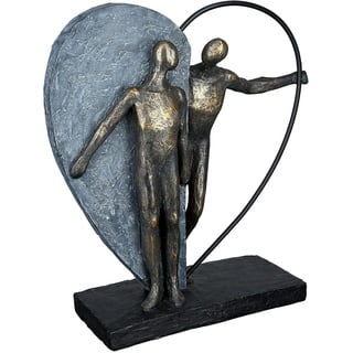 Casablanca modernes Design Gilde Deko Skulptur Figur - Heartbeat - Herzklopfen - Liebe - Metall, Poly bronzefarben, grau - Höhe 31 cm