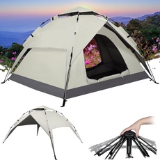 REAWOW Camping Zelt Automatisches 3 Mann Personen Instant-Zelt Pop Up Kuppelzelt 4 Jahreszeiten Wasserdicht & Winddicht Campingzelt mit Abnehmbarer, äußerer Zeltplane für Trekking, Camping, Outdoor