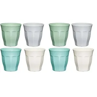 Colourworks KitchenCraft Becher Geschirrset, 4-teiliges Gläser Set, Unzerbrechliche Camping Becher aus Melamin, Picknick und BBQ Gläser in 4 Pastellfarben, Outdoorgeschirr, 280 ml (Packung mit 2)