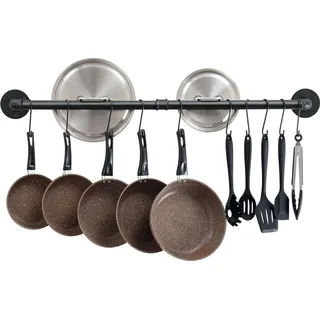 Küchenregal Organizer - 100cm Met 14 Haken Wandmontage - Schwarz