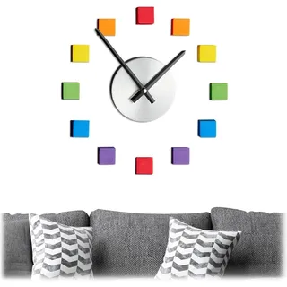 Wanduhr 3D - Wandsticker - Wohnzimmer - Metall - Analoge Uhr - Modern - Silber