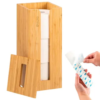 eluno Toilettenpapieraufbewahrung, Bambus, eckig , Braun , Holz , 14.5x34x14.5 cm , Badezimmer, WC Ausstattung, Toilettenpapierhalter