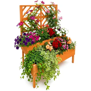 Relaxdays Blumenkasten mit Spalier 135 x 109 x 62 cm Orange