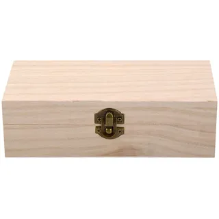 Holzkiste mit Deckel, Holzschachtel Holzbox Natur, Holz Schatulle mit Scharnieren und Verschluss, Kleine Holztruhen als Aufbewahrungsbox Schatzkiste, Schmuckkästchen für Malen Deko (20 x 10 x 6 cm)