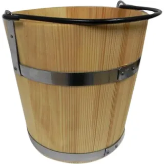 Große Holzschüssel mit Metallring und Griff 10l - alte Stil sehr solide - Sauna-Eimer - Holzschüssel - Braun