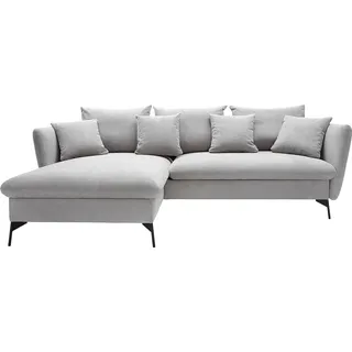 andas Ecksofa »LIVORNO,258 cm, L-Form,«, Schlaffunktion u. Bettkasten (139/224cm), Samt, Struktur, Webstoff, grau