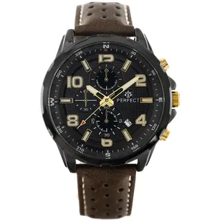 Herrenuhr am Armband, groß, massiv, Perfect Leder