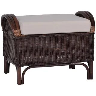 Rattan Hocker 'Panama' dunkelbraun 100% Baumwolle, Massivholz, Rattan Mango