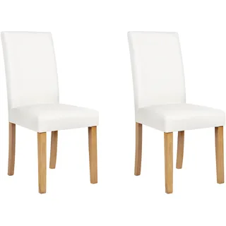 Beliani Esszimmerstuhl Kunstleder Weiß/Braun 2er Set