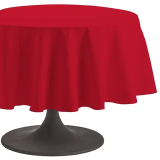 Coucke 3152192156434 Uni Tischdecke rund Baumwolle Kirschrot, Baumwolle, kirschrot, 180 x 180 x 0,03 cm