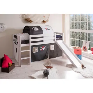 TICAA Hochbett Manuel 217 x 114 x 205 cm Kiefer massiv weiß schwarz/weiß