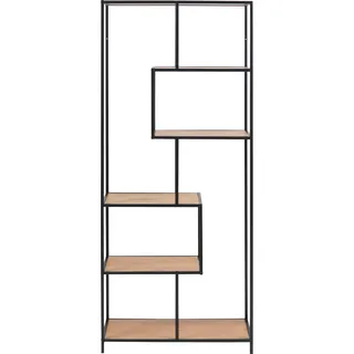 Actona GROUP Bücherregal mit 5 Ablagen, H: 185 x B: 77 x T: 35 cm, Wildeiche Optik/Schwarz, Holz/Metall, 1 Stk