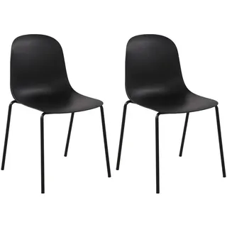 CLP Stapelstuhl 2er Set Kunststoff Schwarz , 51x85x53 cm , Esszimmer, Stühle