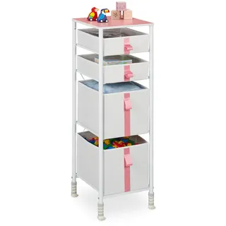 Relaxdays Kinder-Kommode , Multicolor , Metall, Textil, Holzwerkstoff , 36x109.5x40.5 cm , Babymöbel & Kindermöbel, Babyzimmer, Babyregale & Kinderregale