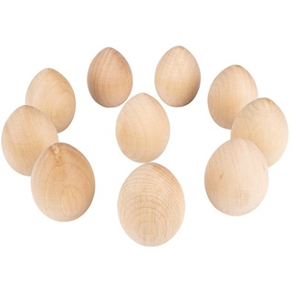 Ideen mit Herz Holz-Eier | massiv | 5,8 cm x 4,2 cm | naturfarben | hochwertige Ostereier aus Holz | 10 Stück