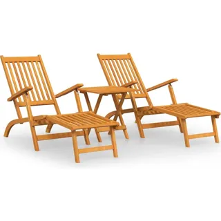 vidaXL Gartenliegen mit Fußteil und Tisch Massivholz Akazie - Braun