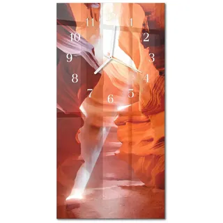 Tulup Wanduhr aus Glas 30x60 cm - Höhle , Orange , Rechteckig , 30x60x0.4 cm , Dekoration, Uhren, Wanduhren