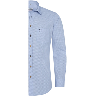 Trachtenhemd NÜBLER "Trachtenhemd langarm Pelle", Herren, Gr. L, EURO, blau, Obermaterial: 65% Baumwolle CO. 35% Polyester PES., Hemden Trachtenhemd
