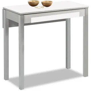ASTIMESA Küchentisch, Weiß, 90 x 50 cm, erweitert 90 x 70 cm