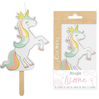 ScrapCooking - XXL Einhorn Kerze - Einhorn Tortendeko - Geburtstagskerzen fur Einhorntorte - Kinder Geburtstag Kuchendeko Geburtstagsdeko Geburtstagstorte - 14,5 x 6,3 x 1 cm - 0344