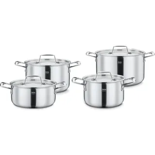 Spring GOURMET Topf Set 4-teilig mit Deckel, Mehrschicht-Edelstahl 18/0 außen, 18/10 innen mit Aluminiumkern, induktionsgeeignet, backofengeeignet, Kochgeschirr Set, spülmaschinenfest