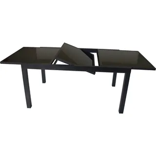 DEGAMO Gartentisch Esstisch Ausziehtisch TORINO 150/210x90cm, Aluminium + Glas schwarz - Schwarz, Grau