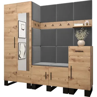 Garderobe ARTIN Set 13 mit gepolsterten Paneelen Industrial Design - Braun