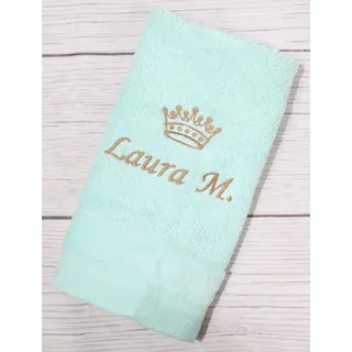 Generisch Personalisierter Kinderhandtuch 30x50 cm mit Name & Motiv – Handtuch für Kindergarten & Kita – Geschenk für Jungen & Mädchen (Minze)