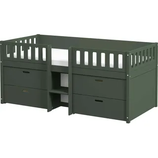 FURNLUX Kinder-einzelbett Viggo Grün 90x200cm / Hauptfarbe: Grün / Abmessungen: 102 x 92 x 205 cm - Grün