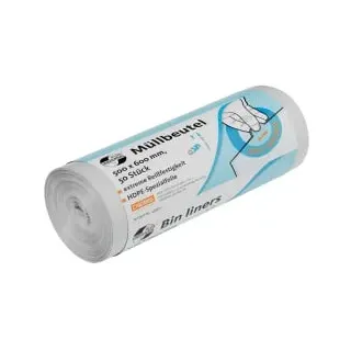 Deiss UNIVERSAL PLUS Müllbeutel 30 Liter HDPE klar, 140 g/ Rolle, Anwenderfreundlicher Müllbeutel mit hoher Stabilität, Maße (B x L): 500 x 600 mm, 1 Rolle = 50 Beutel