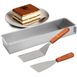 Tutamaz Backrahmen Rechteckig Verstellbar, Edelstahl Kuchenrahmen für Tiramisu und Mousse Torte Backform zum Dekorieren einstellbar für Geburtstag Hochzeit