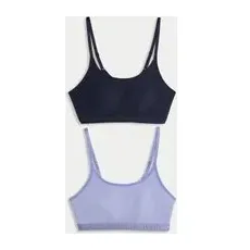 Womens M&S Collection 2pk Non Wired Crop Top First Bras - Light Violet, Light Violet - 12
