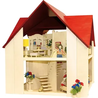 Rülke Holzspielzeug 23112 Puppenhaus, holzfarben, rot